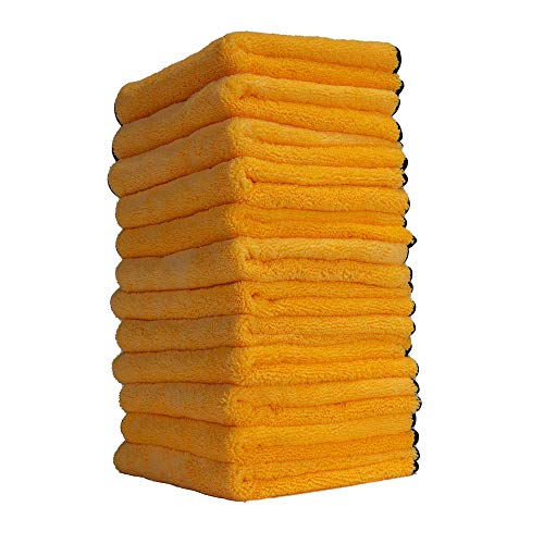 Chemical Guys MIC_506_12 Professional Grade Premium Microfiber Towels Gold 16 in. x 16 in. Pack of 12